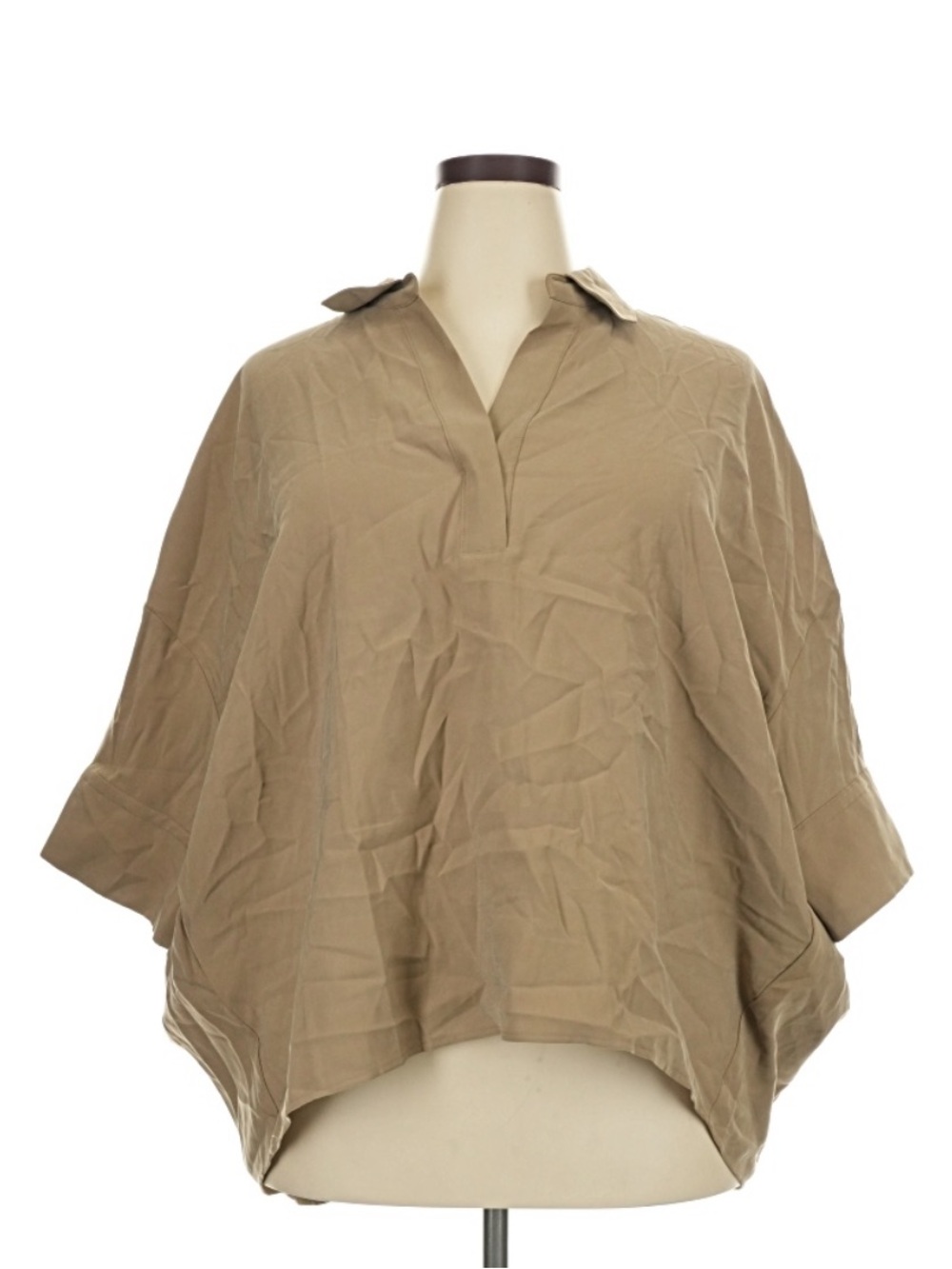 Banana Republic Neutral Taupe 3/4 Sleeve Button-Down Blouse
